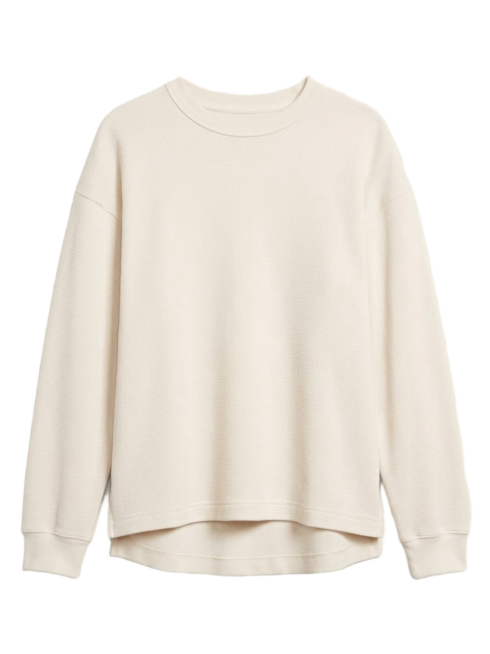 Women’s Thermal Off White Waffle Knit Long Sleeve Top Relaxed Fit Large
